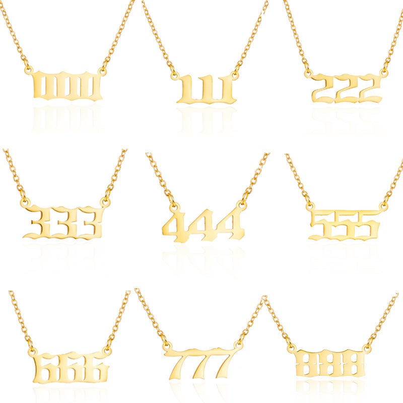 Niche Design New Stainless Steel Angel Number Necklace 111-999 Old English Meaning Number Necklace - Image 2